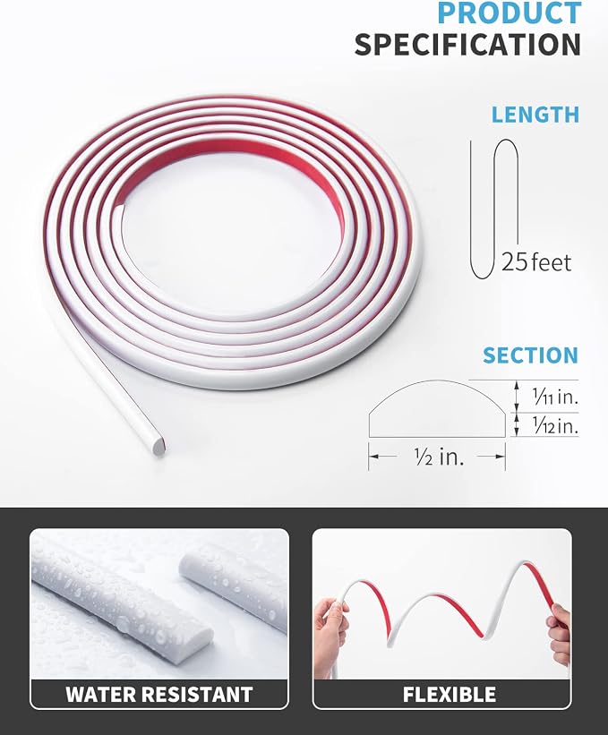 Art3d 25 ft Peel and Stick Tile Edge Trim, Backsplash Corner Decor, White - Image 6
