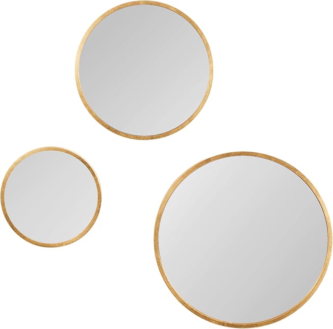 Kate and Laurel Travis Modern Round Wall Mirror Set; Set of 3; Varying Sizes; Gold; Decorative Three-Piece Circle Mirror Set for Use as Bathroom Mirror Decor or Gallery Wall Mirrors - Image 9