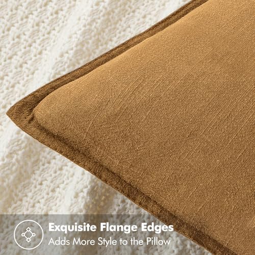 MIULEE Decorative Linen Euro Sham Pillow Covers 22x22 Inch Hazel - Image 2