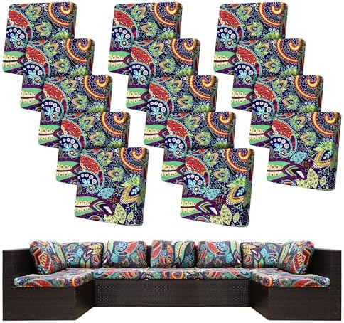 14 Pcs Outdoor Cushion Covers, Patio Sofa Cushion Covers Replacement by BIETYONE