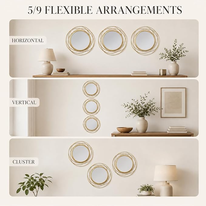 Gold Sunburst Mirror 12x12 Inch, Metal Sun Wall Decor, Small Round Decorative Wall Mirror for Living Room, Bedroom, Entryway, Bathroom - Image 7
