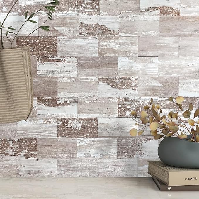AULIGET 100 Piece Peel and Stick Backsplash PVC Tile, 3 Inch x 6 Inch Brown Birch Stick on Wall Tiles for Backsplash Kitchen, Bathroom, Laundry Room, Camper, Fireplace - Image 2