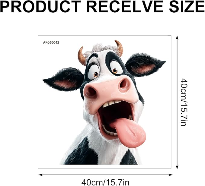Funny Cow Wall Decals Stickers, Cartoon Farm Animal Wall Art Peel and Stick, Removable Vinyl Wall Decor for Bedroom, Living Room, Office, Home Decoration - Image 2