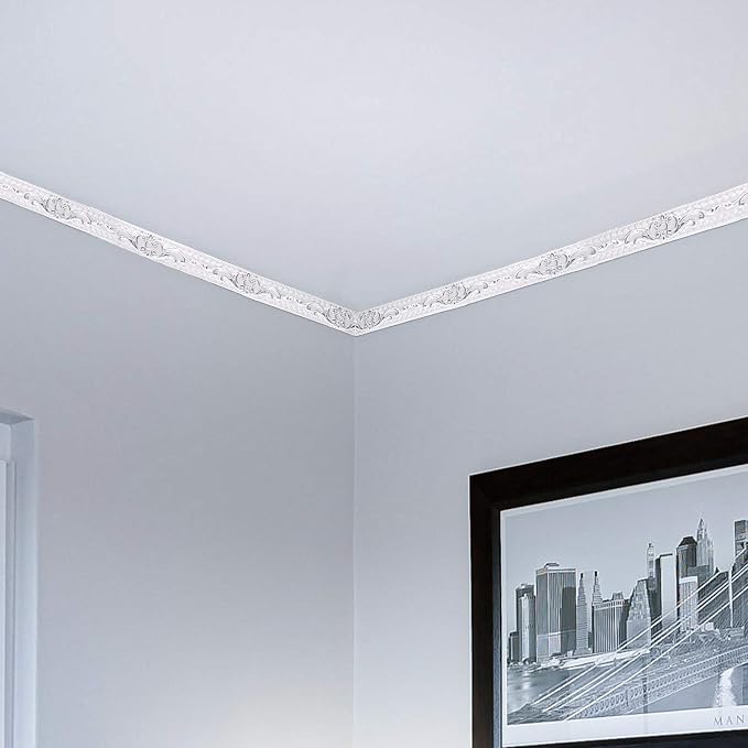 NeatiEase Flexible Molding Trim Wall Trim Self Adhesive, 16.4 Feet Peel and Stick Mirror Frame Border, Waterproof Bathroom Decor, Home Decor (Silver) - Image 6