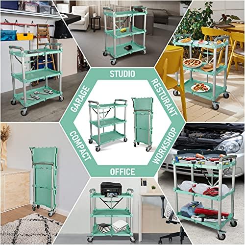 Olympia Tools 89-353 Pack N Roll Collapsible Service Cart, XL, 300LB Capacity, Teal - Image 3