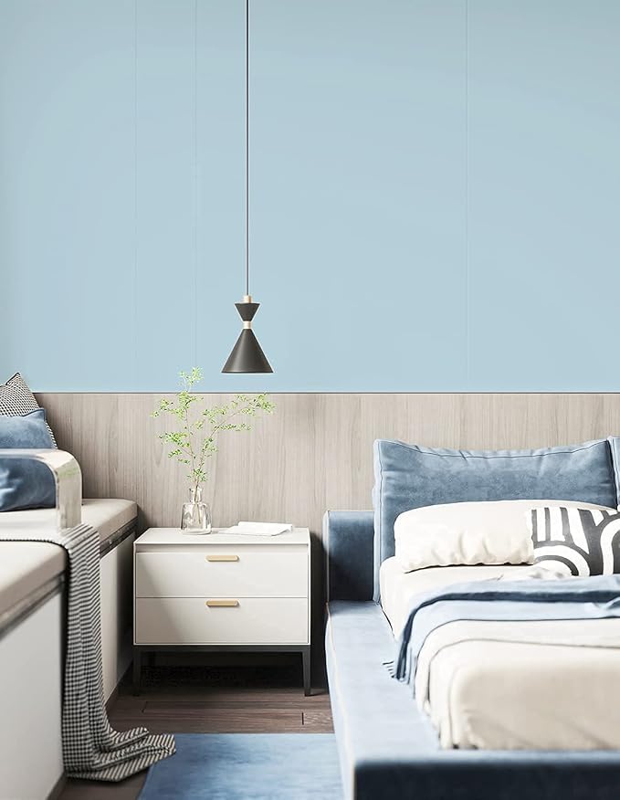 Dimoon 236''x17.7'' Blue Peel and Stick Wallpaper Contact Paper Modern Self Adhesive Wall Paper Removable Renter Friendly Textured Solid Color Shelf Cabinet Vinyl Roll (236''x17.7'',Light Blue) - Image 9