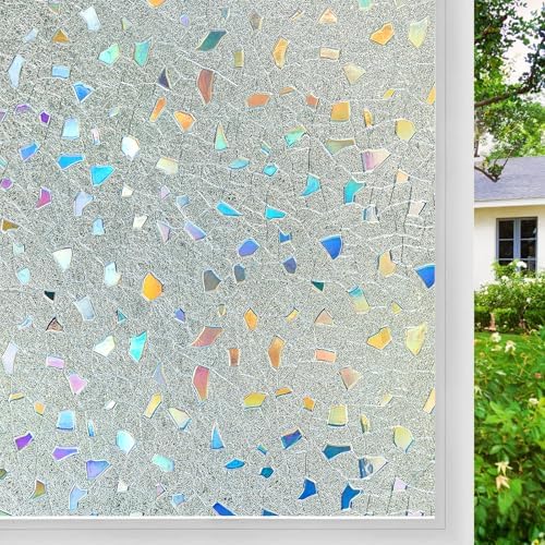 Coavas Stained Glass Window Privacy Film, 3D Rainbow, Pure 35.4"x157.5" by Coavas