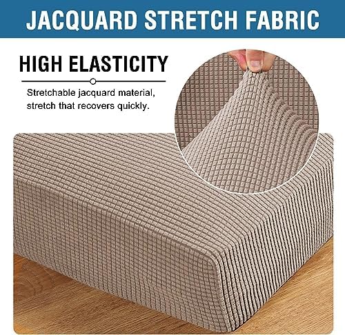 H.VERSAILTEX Super Stretch Individual Chaise Cover Sectional Couch Covers for L Shaped Sofa Both Left/Right Featuring Thick Jacquard Textured Twill Fabric (1 Piece Chaise Cover, Sand) - Image 4