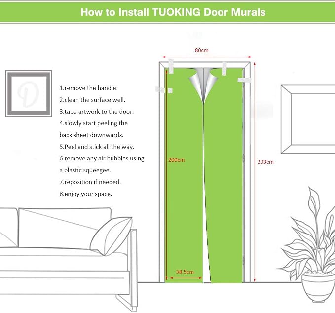 TUOKING Door Sticker,Peel and Stick Removable Vinyl Door Decals | Wallpaper Waterproof Self-Adhesive Mural for Home Decor,Wall Covers Poster,30.3" W x 78.7" L, Set of 2 Sheets - Image 8