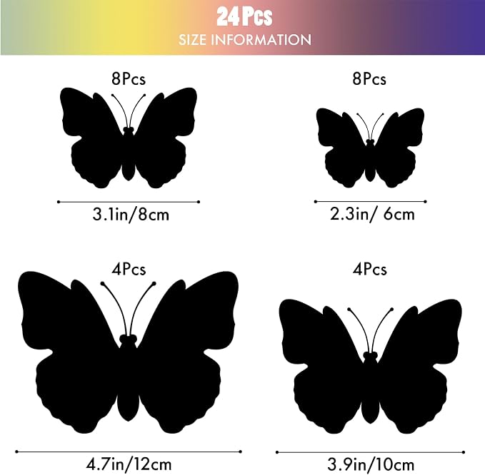 SAOROPEB 3D Butterfly Wall Decor, 24 Pcs Rainbow Butterfly Decorations | Double Layer for Party Decorations Locker Decor Refrigerator Decal, Reusable - Image 6