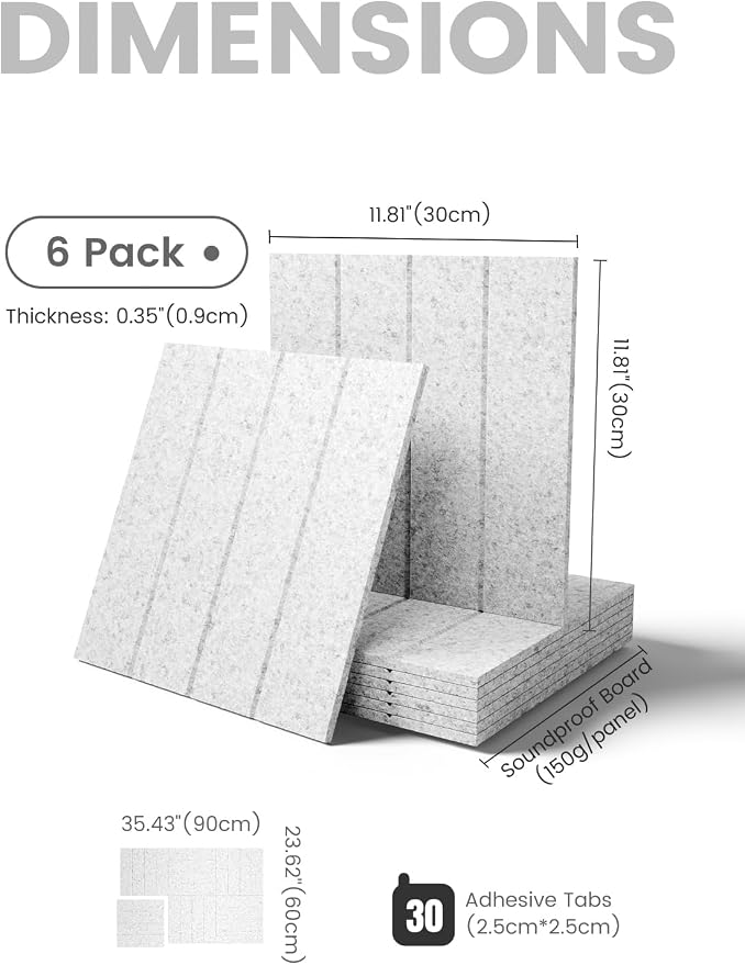 Fluxynara 36" x 24" Large Felt Bulletin Board, Light Gray | 6 Pack Cork Board Alternative with 30 Safe Adhesive Tabs, Felt Pin Boards for Wall Decor, Home, Office, Classroom, Dorm - Image 2
