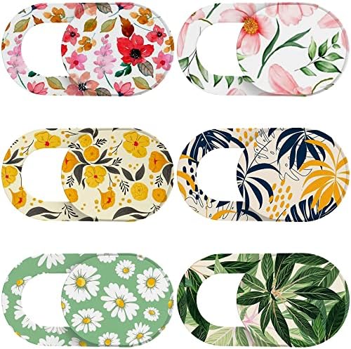 Yilador Laptop Camera Cover Slide Cute (6 Pack), Ultra Thin Webcam Cover for iPhone iPad MacBook Pro Computer iMac Cell Phone PC Accessories, 0.03" Camera Blocker Slider, Great for Privacy - Flowers by ElevateYourLife