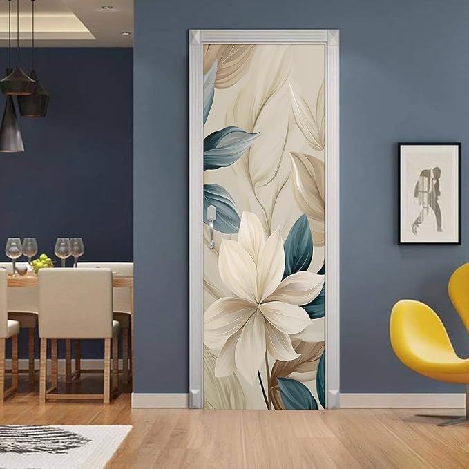 REDAMANCY Modern Neutral White Flower Peel and Stick Wall Stickers Vinyl 3D Mural Decals Wallpaper Self-Adhesive, Waterproof, Removable Decor for Kitchen, Living Room, Bedroom - Image 3