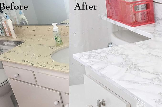 Marble Contact Paper White Extra Wide Peel and Stick for Kitchen Countertop | 23.6" x 118" Marble Wallpaper Granite Grey Thick PVC for Cabinet Furniture Renovated Removeable without Leaving Glue Upgrade - Image 8