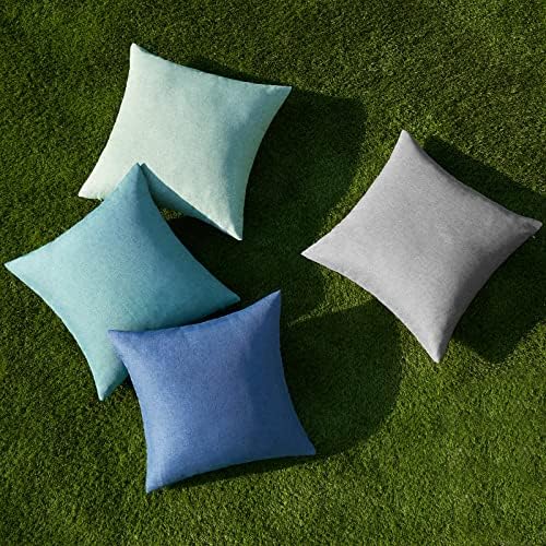 MIULEE Pack of 4 Decorative Outdoor Throw Pillow Covers Linen Waterproof Pillow Covers Summer Farmhouse Cushion Cases for Patio Garden Tent Balcony Couch Sofa 16x16 Inch Blue - Image 4