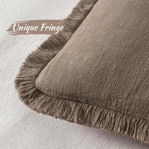 MIULEE Linen Decorative Fall Euro Throw Pillow Covers Cocoa Brown 28x28 - Image 3