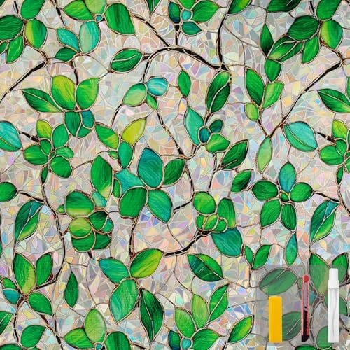 Rainbow Stained Glass Window Privacy Film Static Cling35.4x78.7in by Countewolwindowfilm