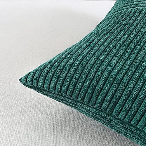 Fancy Homi 2 Packs Teal Samll Decorative Throw Pillow Covers 12x12 Inch with for Couch Bed Sofa, Rustic Farmhouse Boho Home Decor, Soft Corss Patchwork Corduroy Square Cushion Case 30x30 cm - Image 5
