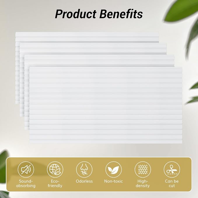 TONOR Dual-Layer Thickened Acoustic Wall Panels-4 Pack 47.2"x23.6"x0.72" | Self Adhesive High Density Sound Proof Panels for Walls, Peel and Stick Wall Panels for Interior Wall Decor, White - Image 6