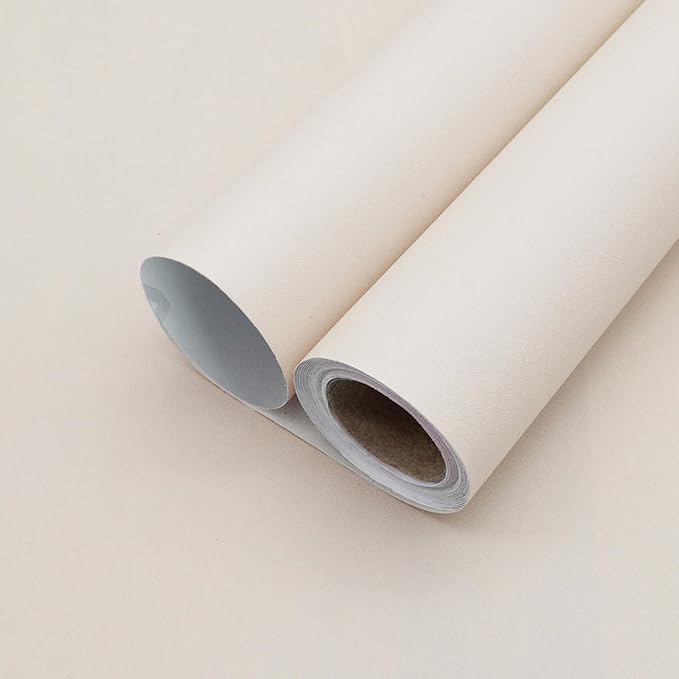 Yancorp 16"x120" Matte Beige Contact Papaer Peel and Stick Wallpaper Vinyl Wrap Countertop Wallpapers Waterproof for Cabinets Drawers Bedroom Kitchen Self-Adhesive Wallpaper by YancorpHomeDecor