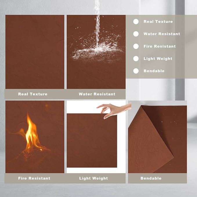 3D Wall Panels - 4PCS 47.2"x23.6" Faux Stone Wall Covering - MCM Modified Clay Material for Home Art, Accent Brick, Modern Exterior/Interior Decoration, Covering 31 sq.ft Slate Coffee Color - Image 7