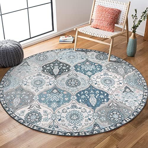 Lahome Moroccan Washable Round Rug, Soft Vintage Small Round Rug 3ft by Lahome