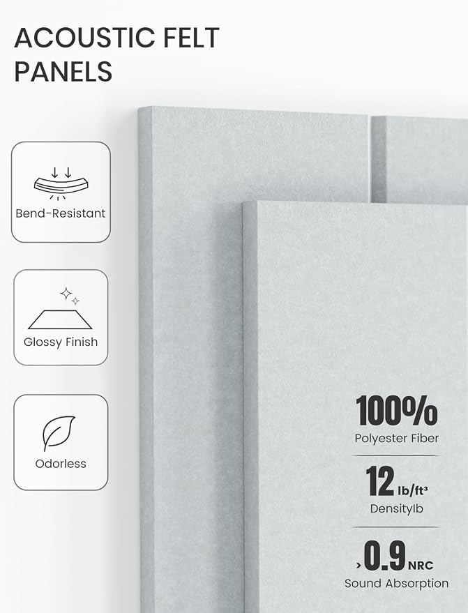 Fluxynara 48" x 36" Large Felt Bulletin Board, Cold White | 12 Pack Cork Board Alternative with 60 Safe Adhesive Tabs, Pin Boards for Wall Decor, Home, Office, Classroom,Dorm - Image 5