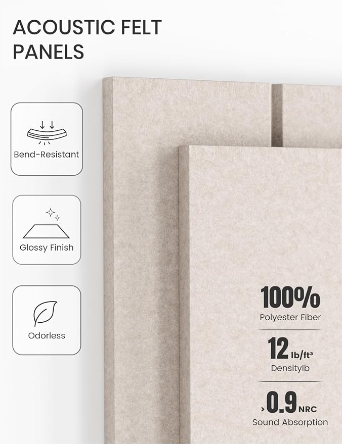 Fluxynara 36" x 24" Large Felt Bulletin Board, Oatmeal | 6 Pack Cork Board Alternative with 30 Safe Adhesive Tabs, Pin Boards for Wall Decor, Home, Office, Classroom,Dorm - Image 5