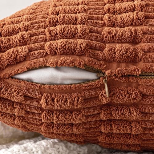 MIULEE Fall Euro Corduroy Decorative Throw Pillow Covers 24x24 Dark Rust - Image 5