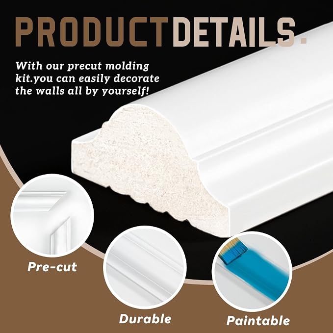 Peel and Stick Wall Molding Kit, Accent Wall Panels for Interior Wall Decor with Double-Sided Tape, 3 Set Pre-Cut PS Wainscoting Panels (50 * 40 in) - Image 3