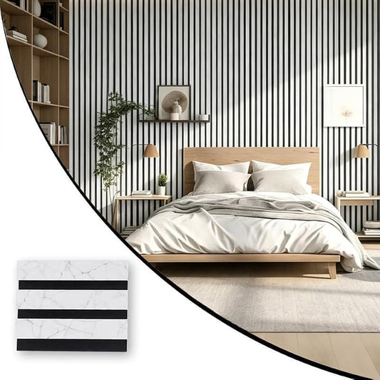 Wood Slat Acoustic Panels, 4.7"x5.9" 3D Wall Panels, Modern Fluted Sound Absorbing Wall Panels for Interior Wall Decor,Office,Home,Theater,Studio, White Marble Sample by TREKATLAUTO