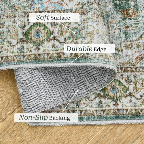 Madane Washable Runner Rugs 2x12 Long for Hallway Kitchen Soft, Green - Image 4