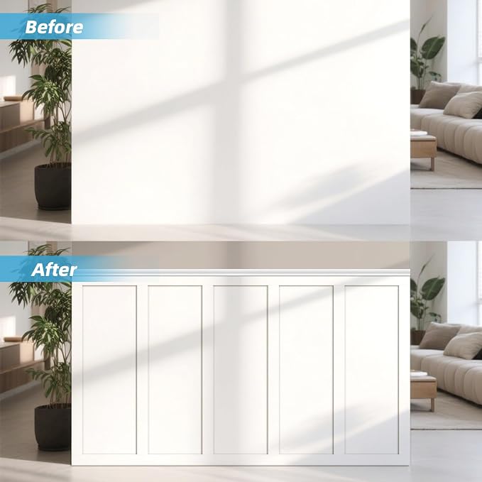 Art3d MDF Premade Paintable Board and Batten Wainscoting Kit, 189 x 54 in | Molding Slat with Edge Strip, Lightweight, Paintable, Impact-Resistant, Easy to Install, Ideal for Living Rooms, Bedrooms - Image 8