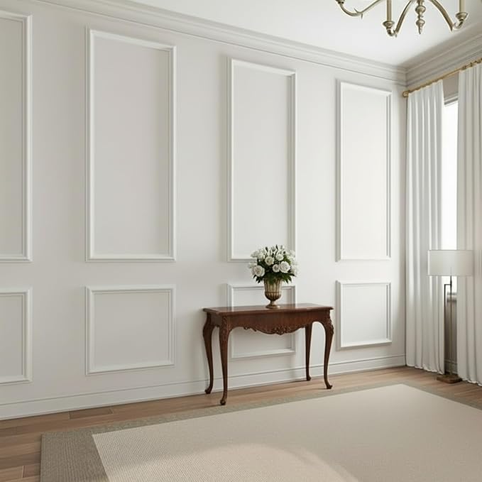 Pre Cut Wall Molding, 3 Set Wainscoting Panels Peel and Stick, 54 x 24 in | Paintable & Ready-to-Assemble, Lightweight Wall Moulding Panel for Living Room Bedroom Hallway Kitchen Island - Image 7