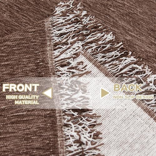 MYSKY HOME Chair Couch Covers Sectional Couch Covers for Pet Sofa Covers Non Slip Soft Couch Sofa Cover, Washable Furniture Protector Sofa Slipcover with Tassel Sofa Throws, 71"x91", Chocolate - Image 4