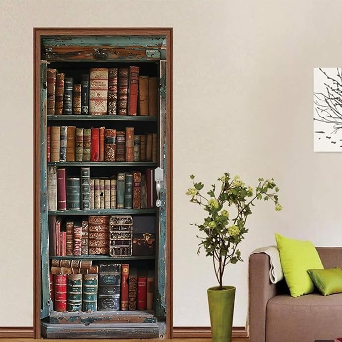 REDAMANCY 30.7"x79" Antique Book Shelf Peel and Stick Sticker Vinyl 3D Mural Decals Modern Wallpaper Self-Adhesive, Waterproof, Removable Decor for Kitchen, Living Room, Bedroom - Image 4