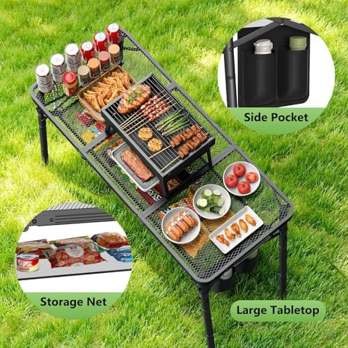 Raynesys Portable Folding Grill Table for Outside for Picnic, Camping - Image 4