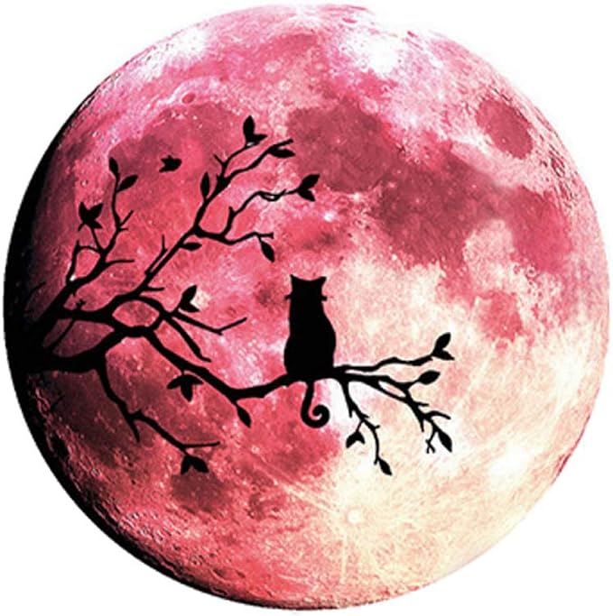 Quanhaigou Glow in The Dark Wall or Ceiling Moon Stickers – Luminous Decal Sticker for Simulated Planet Effect at Night – Red 3D Earth Black Tree Cat by Quanhaigou