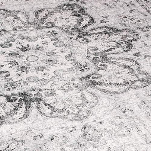 ReaLife Rugs Machine Washable Area Rug - Living Room Bedroom Bathroom Kitchen Entryway Office - Padded Low Pile Stain Resistant Premium - Boho Farmhouse Vintage - Joy - Gray 5' x 7' - Image 2