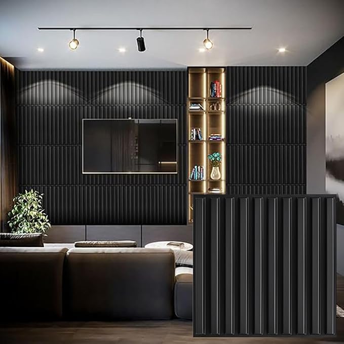 Heikki 30 Pack 3D Wall Panel for Interior Wall Décor, PVC Flower Textured Wall Panels for Living Room Bedroom Hotel Office, 11.8"x11.8", Double-Sided Tape (Black-XHT) by YourBestChoices