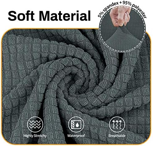 Asnomy Stretch Couch Covers for Sofa Washable, 3 Cushion Couch,Gray - Image 3