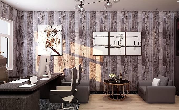 Yun-aeon Natural Wood-Gray Contact Paper Peel and Stick Wallpaper | 17.3"x 400"Self Adhesive Removable Vintage Faux Wood Wall Paper Plank Shelf Home Decoration Kitchen Counter Cover - Image 9