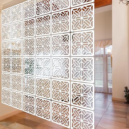 Lchen Hanging Room Divider Panel,White Hanging Wall Divider Room Partition 10 Pieces Wood-Plastic Panel Screen Home Office Decoration(SZ-S-10Panels) - Image 5