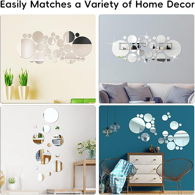 32Pcs Mirror Wall Stickers, Medium Circle Ceiling Mirrors for Wall Decor - Image 3