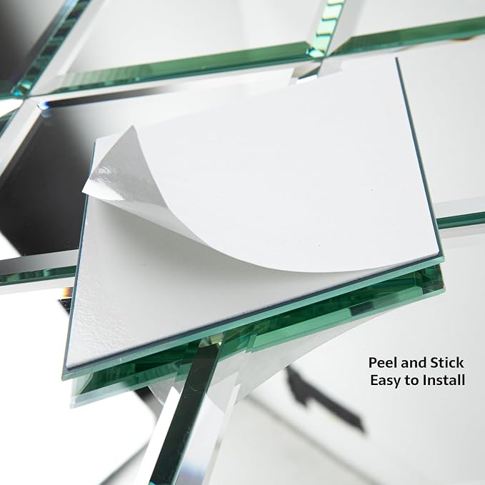 Peel and Stick Beveled Mirror Tile, Mirror Backsplash Tiles 6x8 Inch Diamond for Kitchen Bathroom Wall 16 Pcs, 2.6 SQ.FT - Image 2