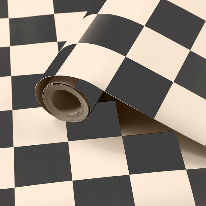 Drydiet Black Brown Checkered Peel and Stick Wallpaper 15.75'' X 118" | Plaid Funky Checkered Contact Paper, Waterproof Contact Wallpaper, Vintage Gingham Decor for Room Bathroom Cabinet, Trendy - Image 2