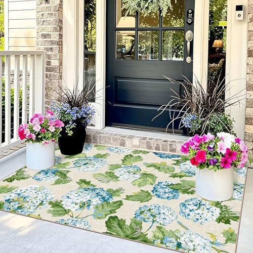 3x5 Floral Entry Rug - Washable Indoor Outdoor Mats for Front Door - Image 3