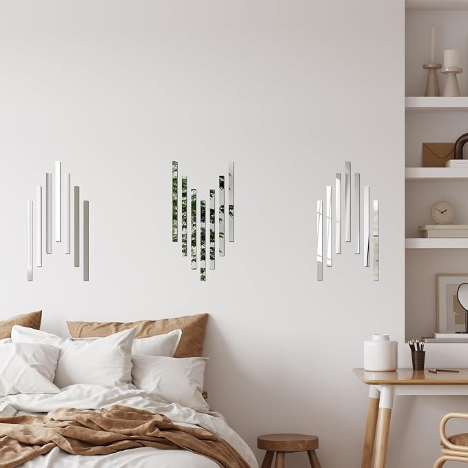 20-Piece Peel-and-Stick Acrylic Mirror Wall Trim (Silver) - Image 9