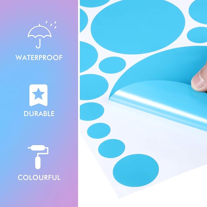 Zonon 264 Pcs Polka Dot Wall Stickers Circles Removable Lilac Pink Blue | Polka Dot Decals for Classroom Nursery Bedroom Playroom, Peel Stick Vinyl, Easy Apply Remove, Colorful Kids Room Decor - Image 6