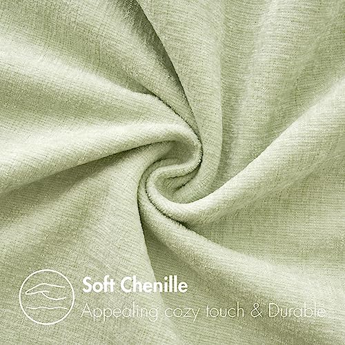 MIULEE Soft Chenille Lumbar Throw Pillow Covers Light Green 12x20 Inch - Image 2
